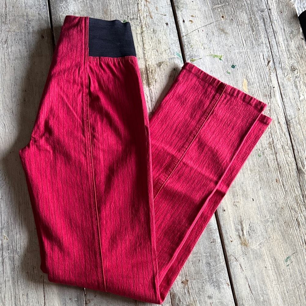 Diane Gilman Red Pants with Black Waistband